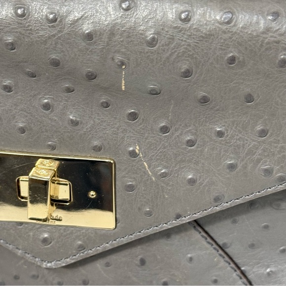 Kate Spade Post Street Little Nadine grey pebbled ostrich
Leather satchel purse - Picture 7 of 11